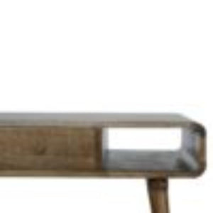Curved Coffee Table | Solid Mango Wood | Grey Wash Finish | Rounded Living Room Table