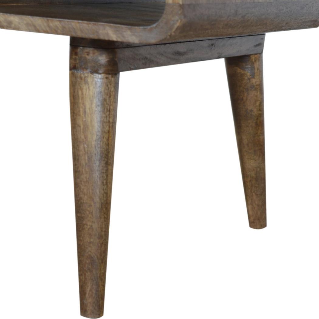 Curved Coffee Table | Solid Mango Wood | Grey Wash Finish | Rounded Living Room Table