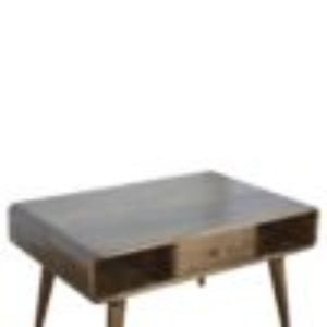 Curved Coffee Table | Solid Mango Wood | Grey Wash Finish | Rounded Living Room Table