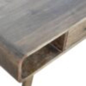 Curved Coffee Table | Solid Mango Wood | Grey Wash Finish | Rounded Living Room Table