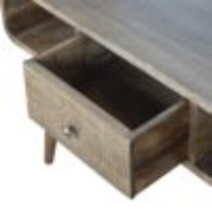 Curved Coffee Table | Solid Mango Wood | Grey Wash Finish | Rounded Living Room Table