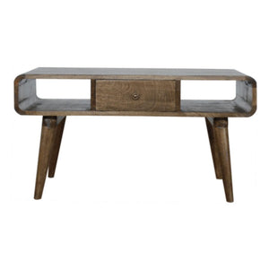 Curved Coffee Table | Solid Mango Wood | Grey Wash Finish | Rounded Living Room Table