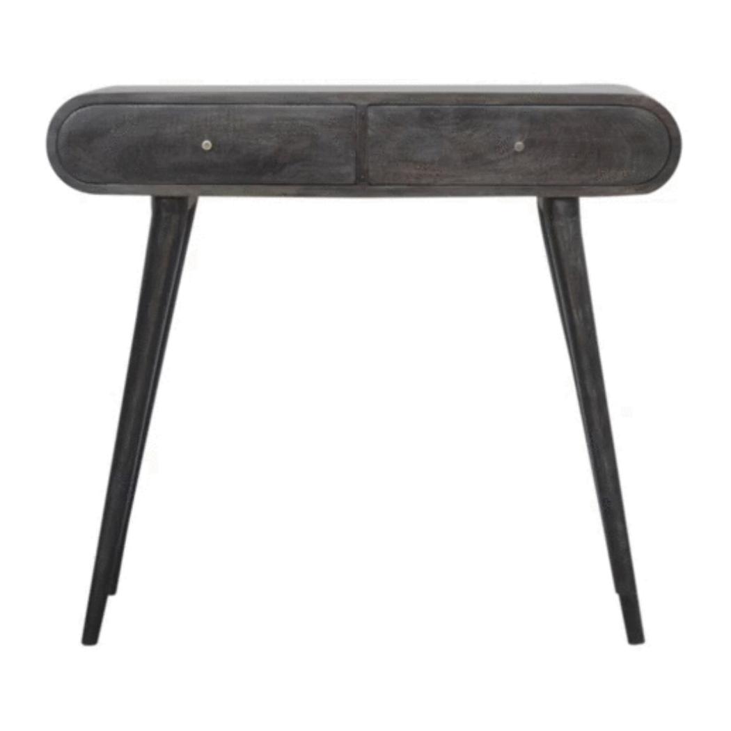 Curved Console Table | Solid Mango Wood | Ash Black Finish | Hallway Furniture