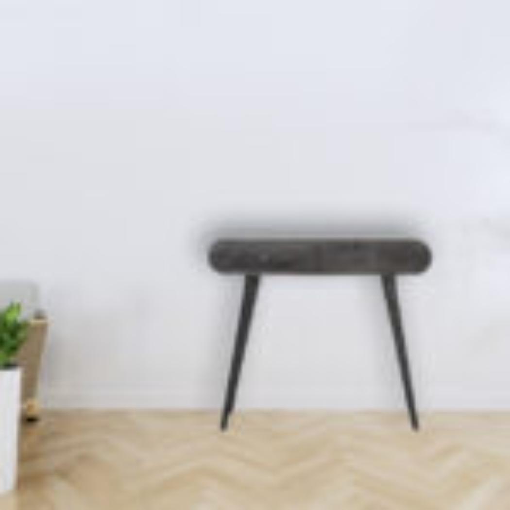 Curved Console Table | Solid Mango Wood | Ash Black Finish | Hallway Furniture