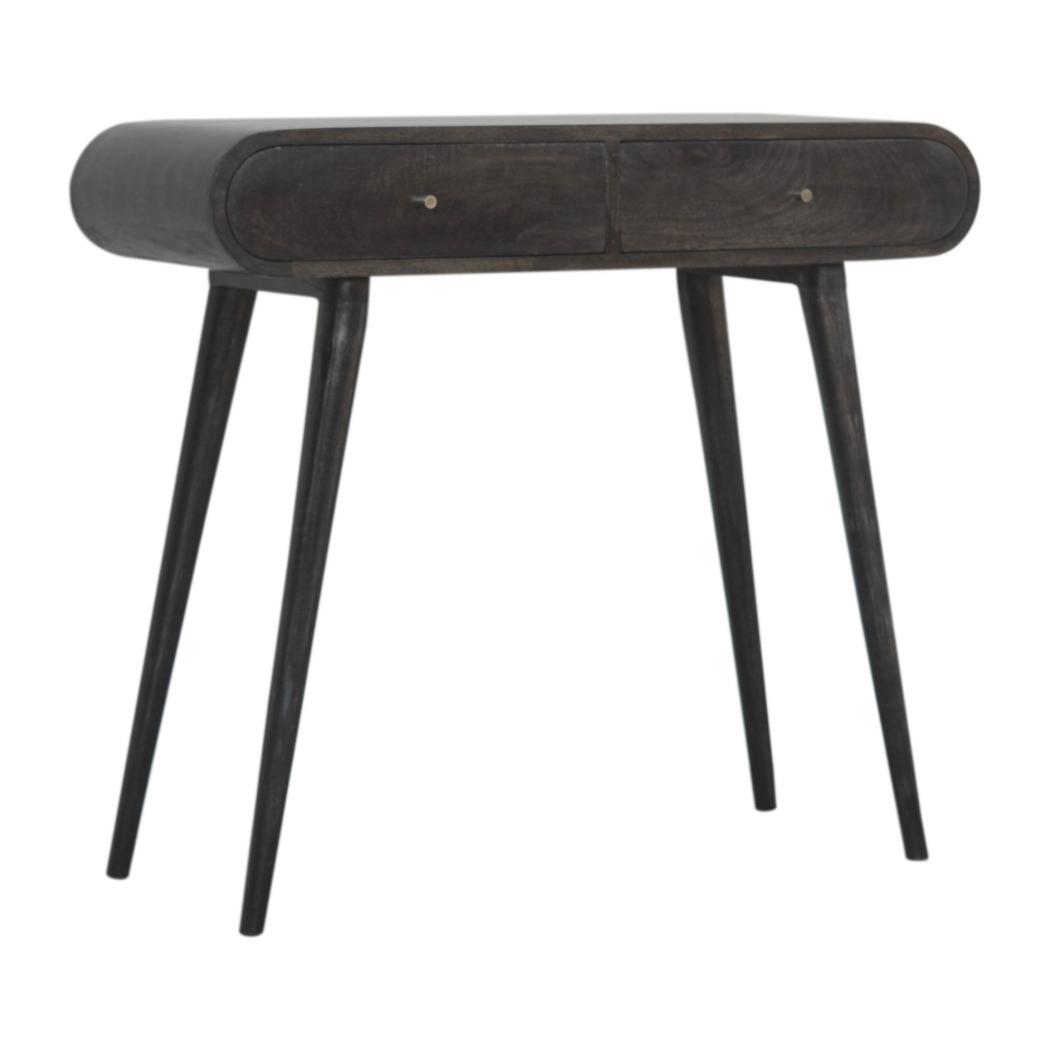 Curved Console Table | Solid Mango Wood | Ash Black Finish | Hallway Furniture