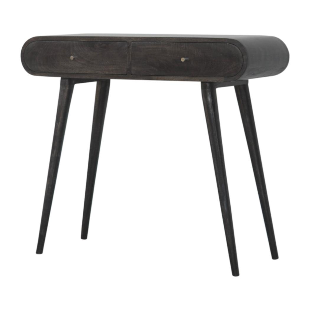 Curved Console Table | Solid Mango Wood | Ash Black Finish | Hallway Furniture