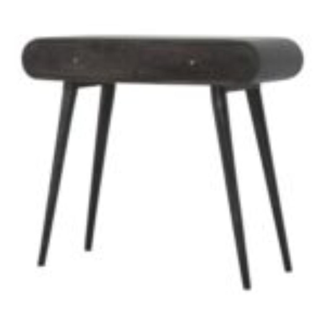 Curved Console Table | Solid Mango Wood | Ash Black Finish | Hallway Furniture