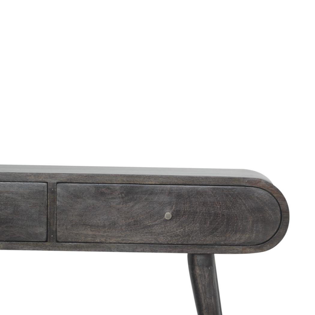 Curved Console Table | Solid Mango Wood | Ash Black Finish | Hallway Furniture