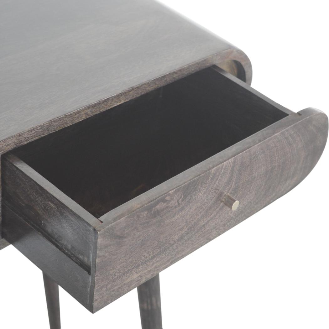 Curved Console Table | Solid Mango Wood | Ash Black Finish | Hallway Furniture