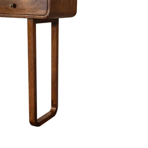 Curved Console Table | Solid Mango Wood | Chestnut Finish | 2 Drawers & Open Shelf