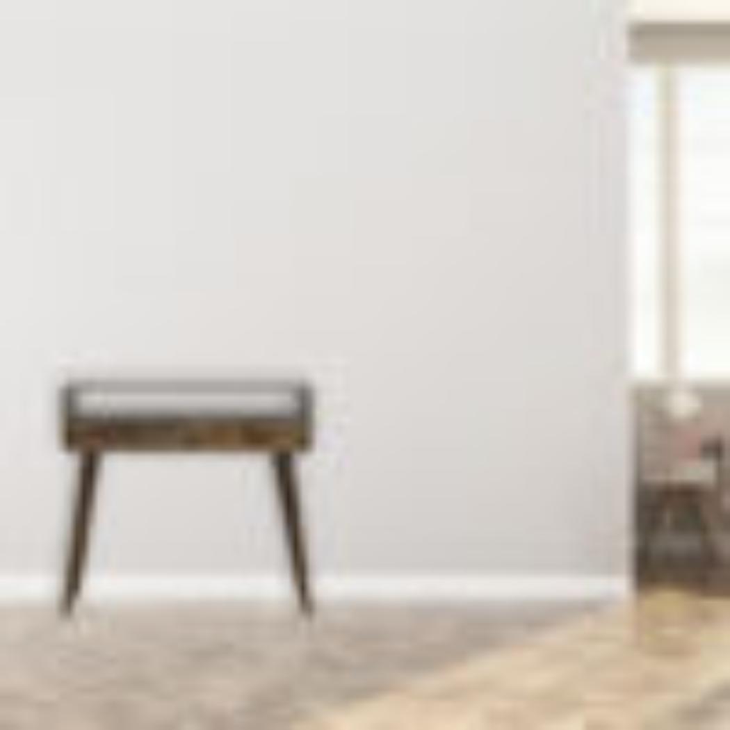 Curved Console Table | Solid Mango Wood | Grey Wash Finish | Hallway Display Table