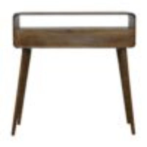 Curved Console Table | Solid Mango Wood | Grey Wash Finish | Hallway Display Table