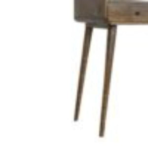 Curved Console Table | Solid Mango Wood | Grey Wash Finish | Hallway Display Table