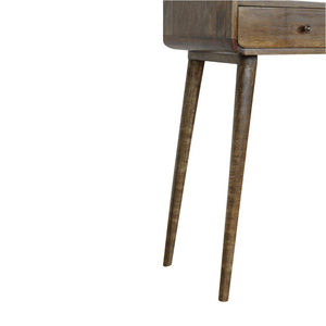 Curved Console Table | Solid Mango Wood | Grey Wash Finish | Hallway Display Table