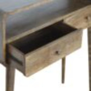 Curved Console Table | Solid Mango Wood | Grey Wash Finish | Hallway Display Table