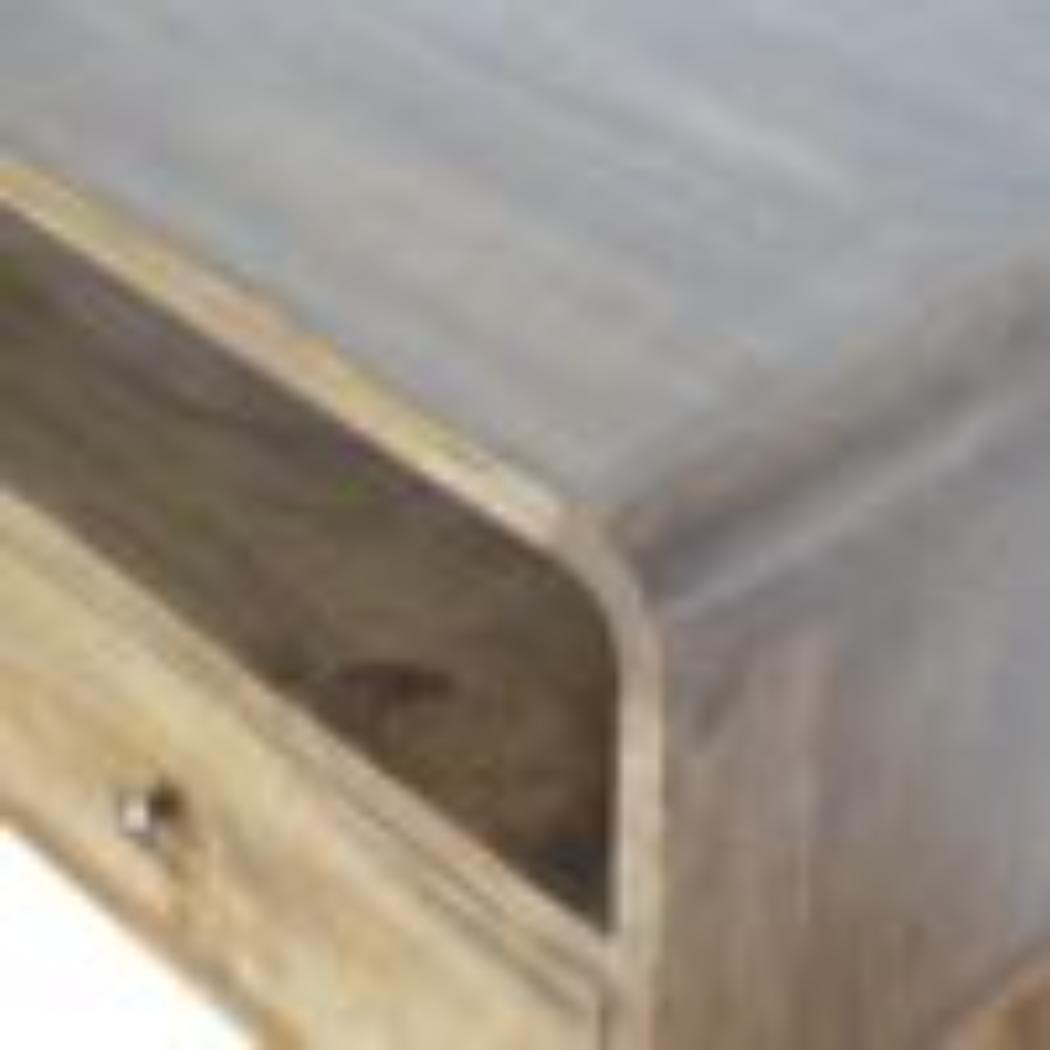 Curved Console Table | Solid Mango Wood | Grey Wash Finish | Hallway Display Table
