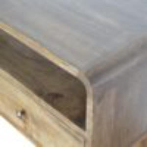Curved Console Table | Solid Mango Wood | Grey Wash Finish | Hallway Display Table
