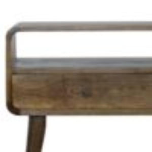 Curved Console Table | Solid Mango Wood | Grey Wash Finish | Hallway Display Table