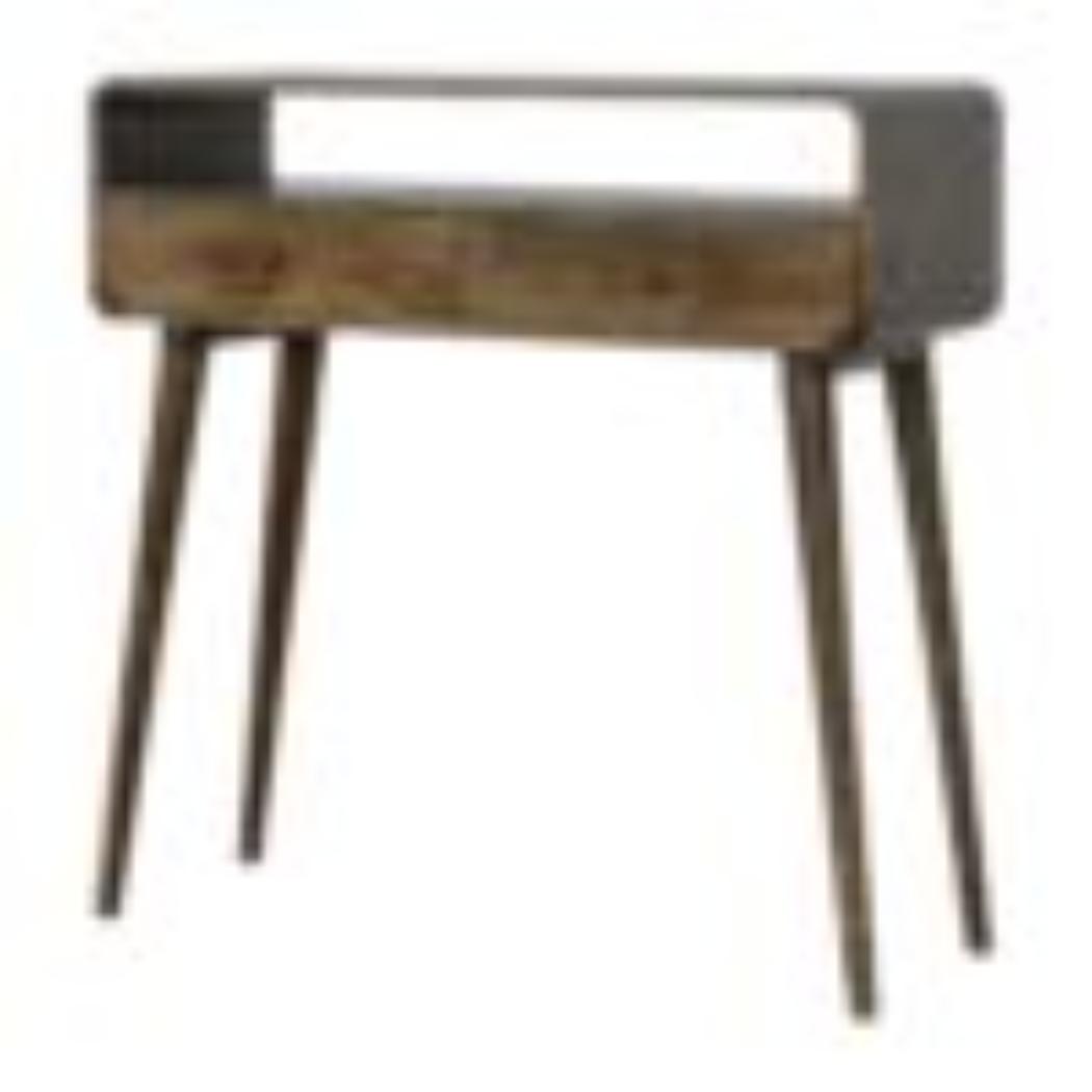 Curved Console Table | Solid Mango Wood | Grey Wash Finish | Hallway Display Table