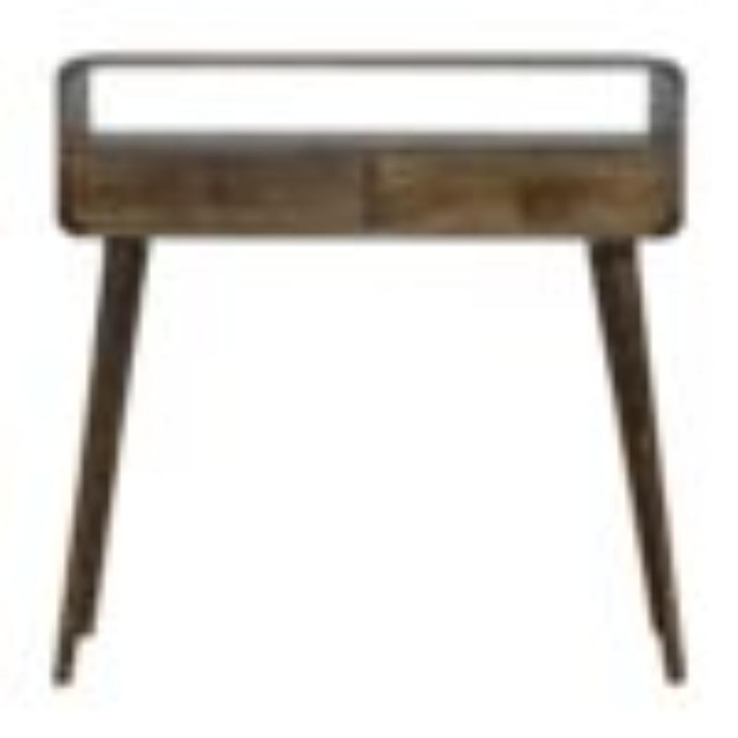 Curved Console Table | Solid Mango Wood | Grey Wash Finish | Hallway Display Table