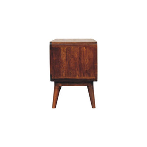 Curved Double-Slot Media Unit | Chestnut Finish | Open TV Storage