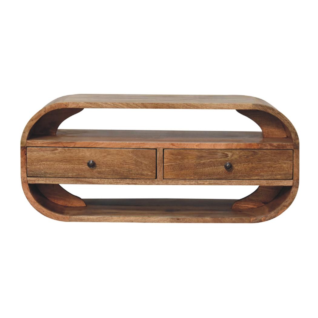 Curved Edge Media Unit | 2 Drawer TV Storage | Soft Contemporary Design