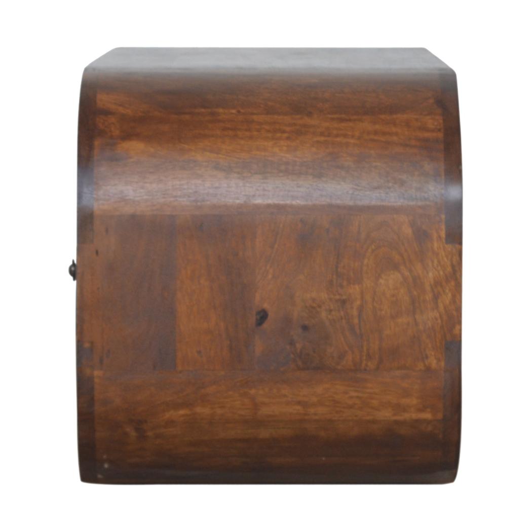 Curved Edge Media Unit | Solid Mango Wood | Chestnut Finish | 2 Drawer TV Cabinet
