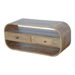 Curved Edge TV Unit | 2 Drawer Media Console | Living Room Storage