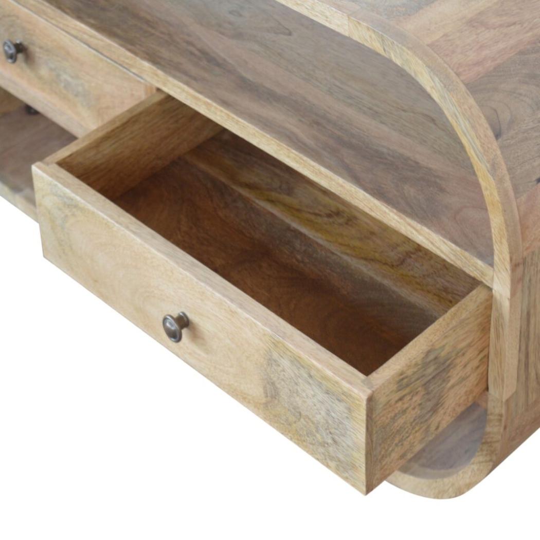Curved Edge TV Unit | 2 Drawer Media Console | Living Room Storage