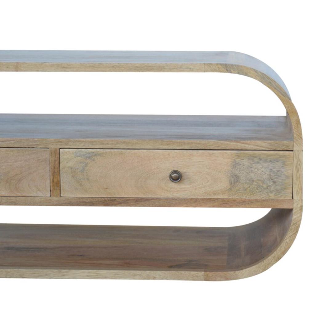 Curved Edge TV Unit | 2 Drawer Media Console | Living Room Storage