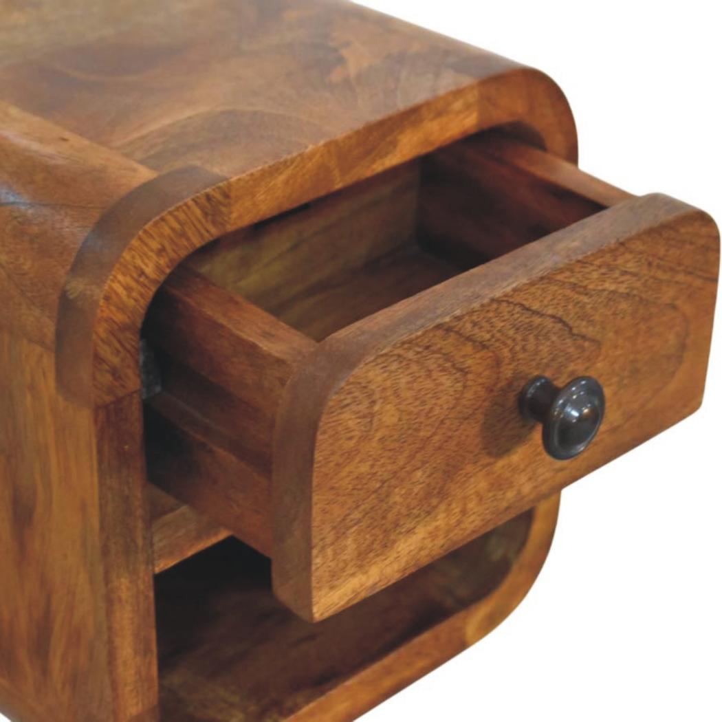 Curved Floating Nightstand | Compact Wall-Mounted Bedside Table