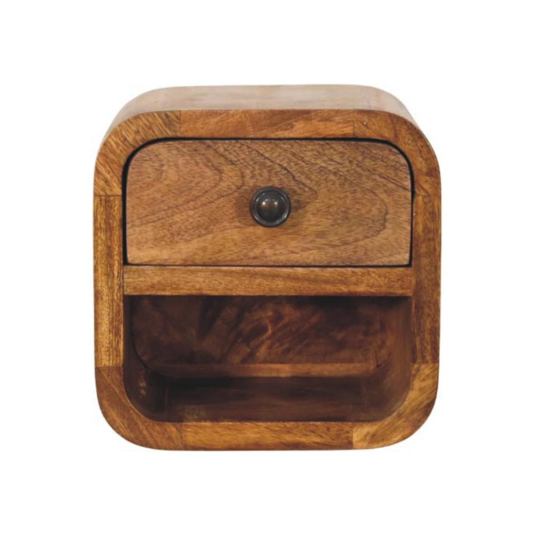 Curved Floating Nightstand | Compact Wall-Mounted Bedside Table