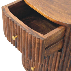 Curved Fluted Bedside Chest | Ribbed Timber Nightstand with Drawers