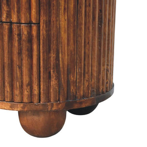 Curved Fluted Bedside Chest | Ribbed Timber Nightstand with Drawers