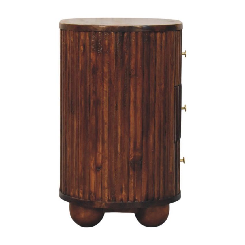 Curved Fluted Bedside Chest | Ribbed Timber Nightstand with Drawers