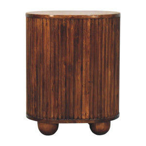 Curved Fluted Bedside Chest | Ribbed Timber Nightstand with Drawers