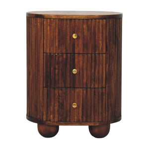 Curved Fluted Bedside Chest | Ribbed Timber Nightstand with Drawers
