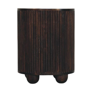 Curved Fluted Drum Chest | 3 Drawer Storage | Round Timber Accent Cabinet