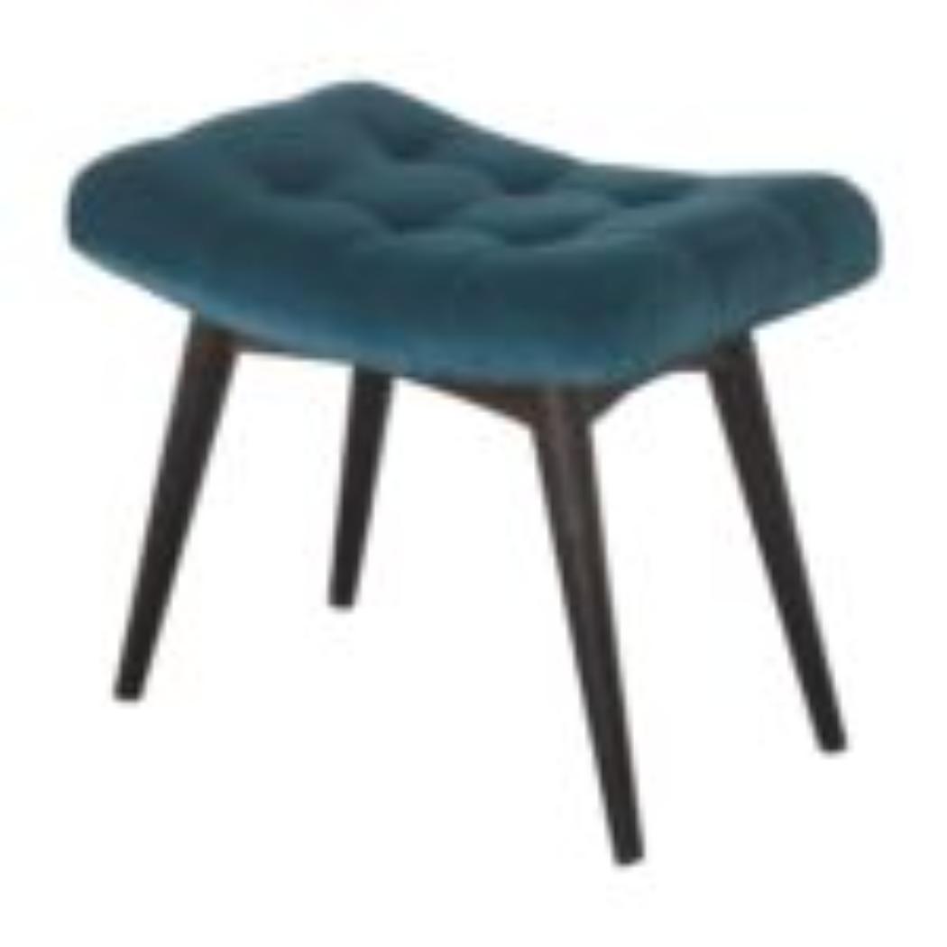 Curved Hallway Bench | Teal Cotton Velvet | Solid Mango Wood Frame | Upholstered Seating