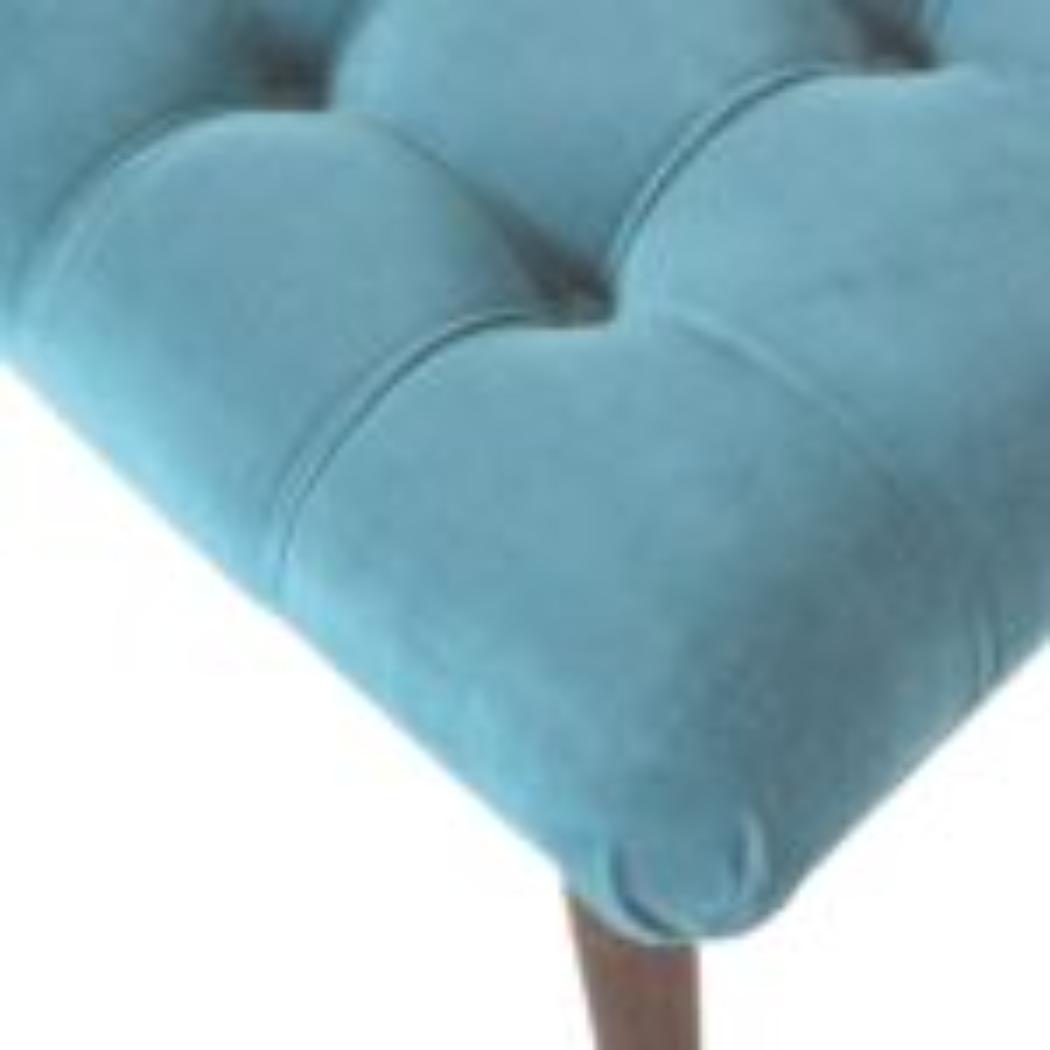 Curved Hallway Bench | Teal Cotton Velvet | Solid Mango Wood Frame | Upholstered Seating