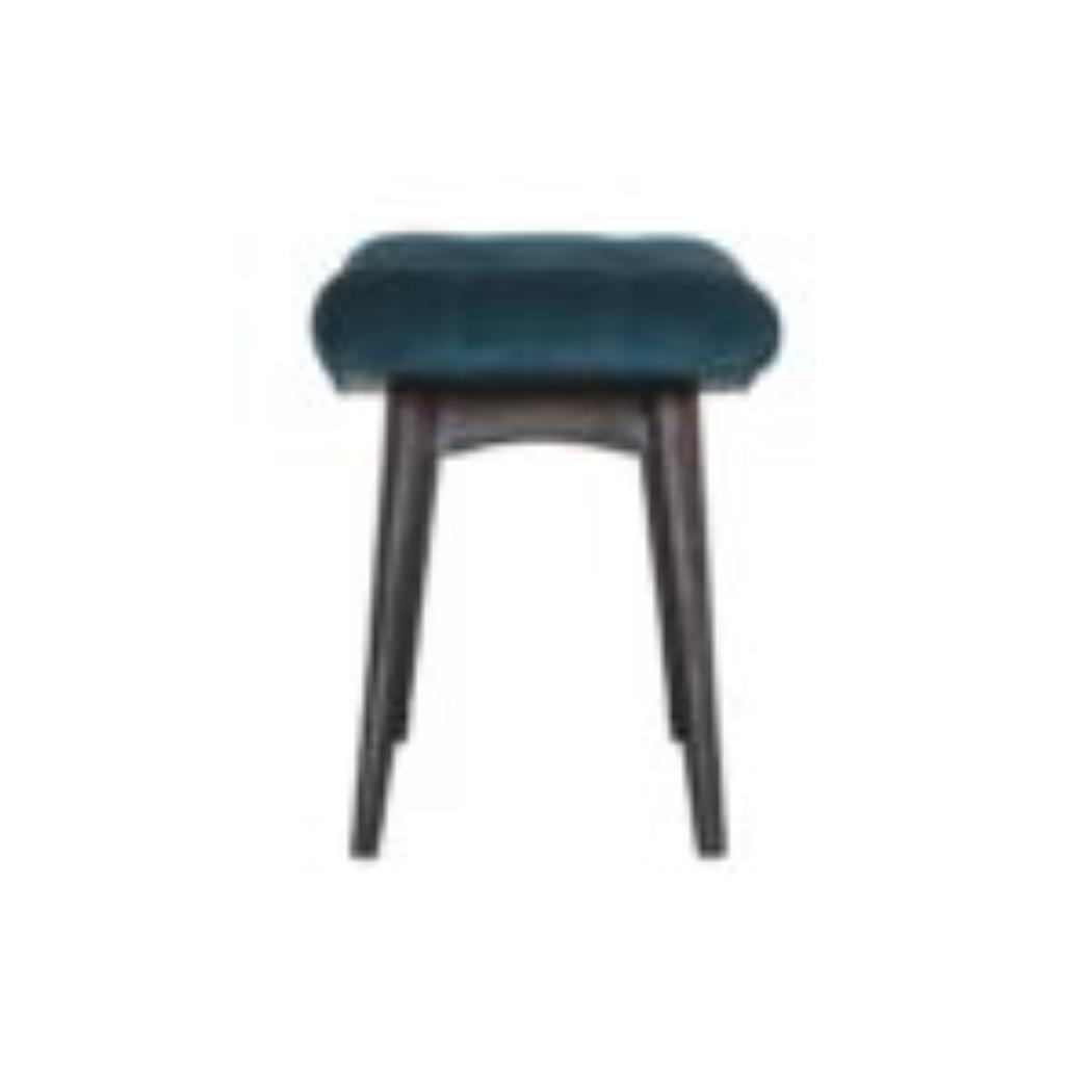 Curved Hallway Bench | Teal Cotton Velvet | Solid Mango Wood Frame | Upholstered Seating