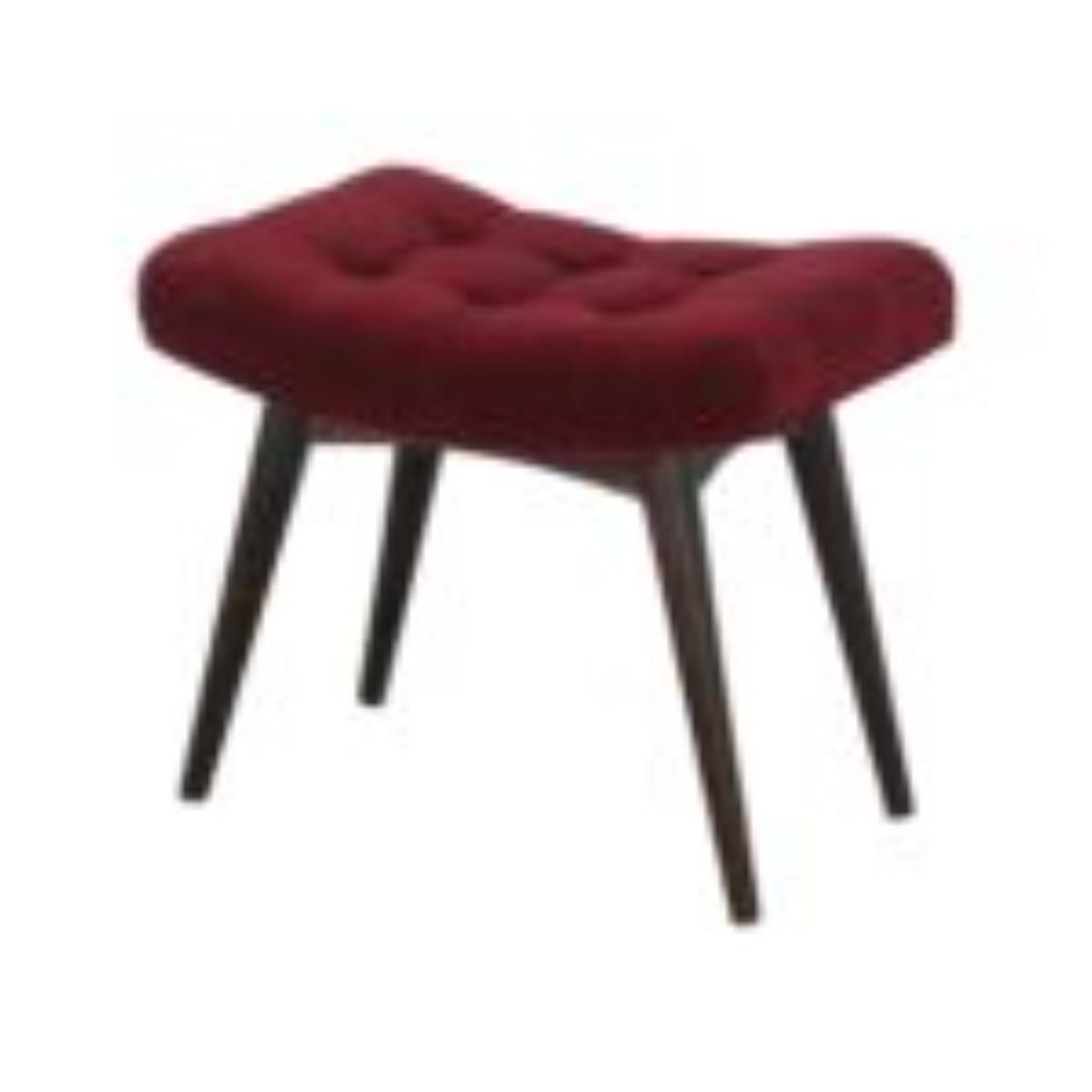 Curved Hallway Bench | Wine Red Cotton Velvet | Solid Mango Wood Frame | Upholstered Seating