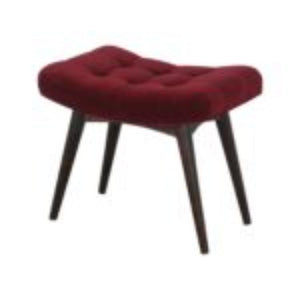 Curved Hallway Bench | Wine Red Cotton Velvet | Solid Mango Wood Frame | Upholstered Seating