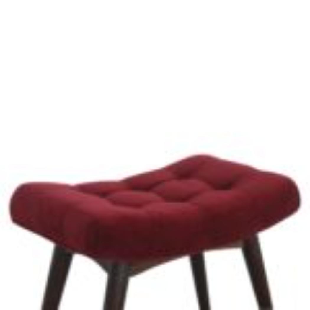 Curved Hallway Bench | Wine Red Cotton Velvet | Solid Mango Wood Frame | Upholstered Seating