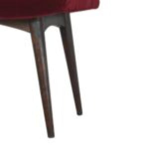 Curved Hallway Bench | Wine Red Cotton Velvet | Solid Mango Wood Frame | Upholstered Seating