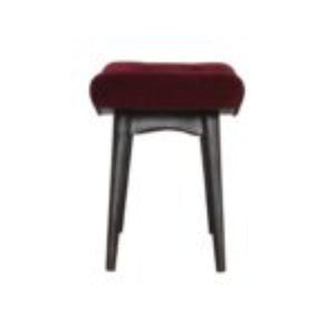 Curved Hallway Bench | Wine Red Cotton Velvet | Solid Mango Wood Frame | Upholstered Seating