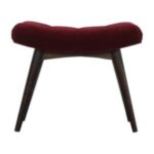 Curved Hallway Bench | Wine Red Cotton Velvet | Solid Mango Wood Frame | Upholstered Seating