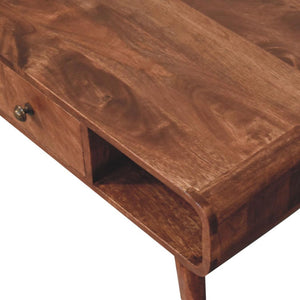 Curved Honey Caramel Coffee Table | Solid Mango Wood | Rounded Profile | Modern Centre Table