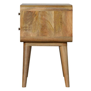 Curved Mango Wood Bedside Table | Oak-Inspired Finish | 2 Drawers