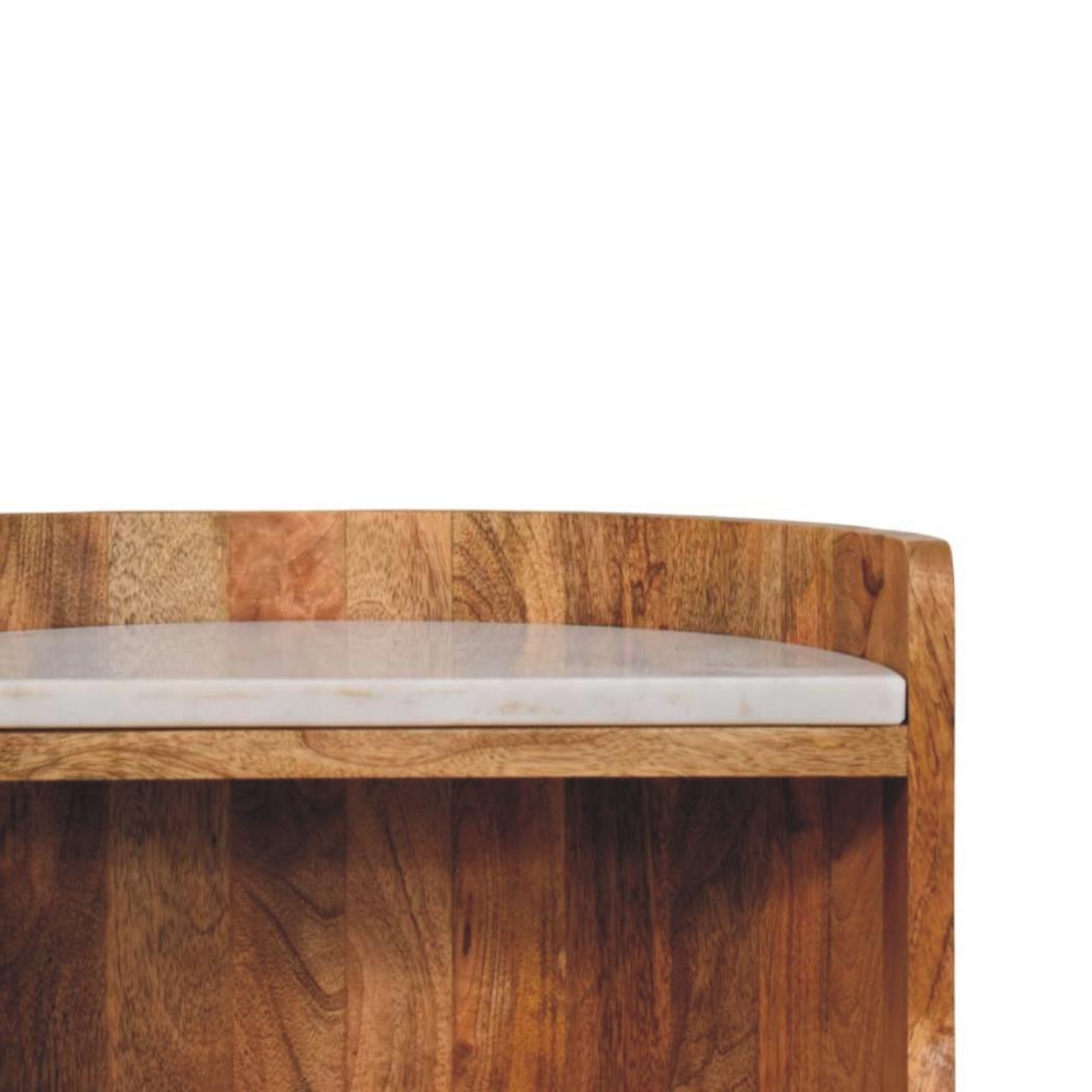 Curved Marble-Top Bedside Table | Sculptural Bedroom Storage